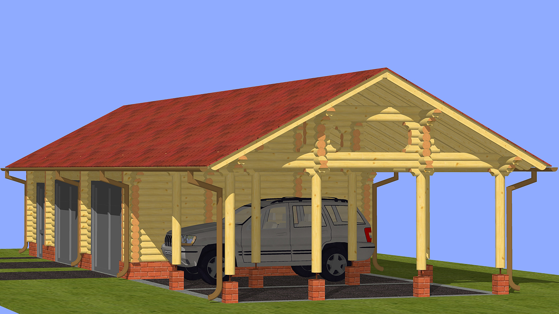 проект деревянного гаража