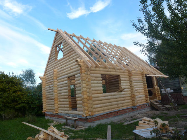 фото строительства дома из оцилиндрованного бревна в деревне Пигасово Камешковского района Владимирской области