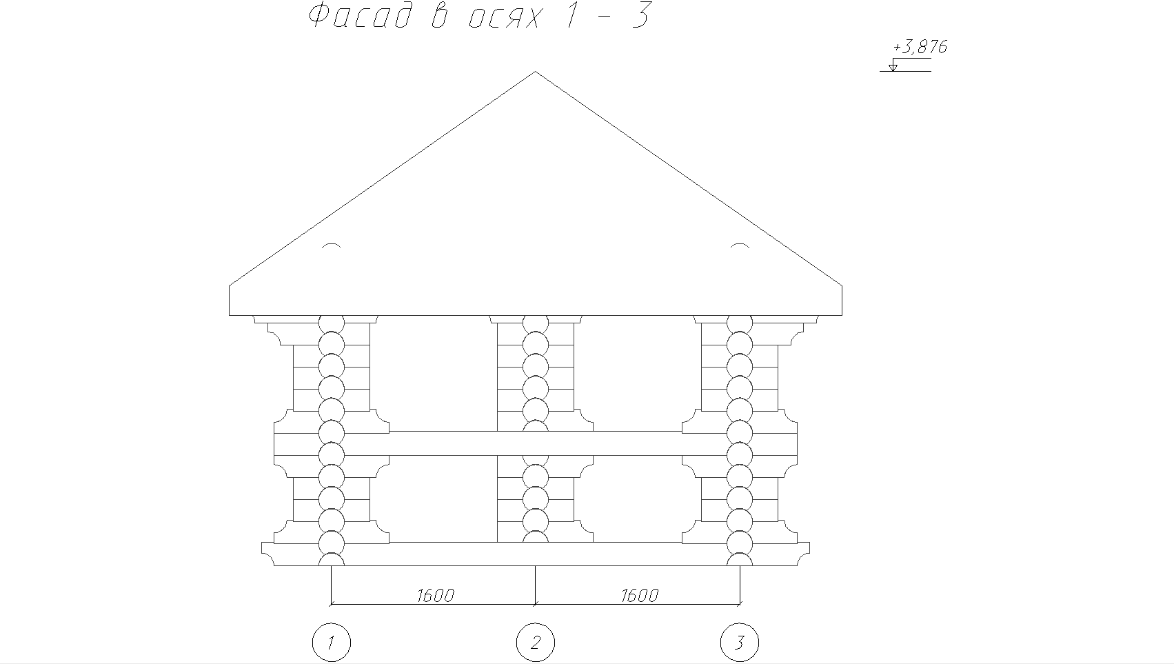 фасад беседки 3х4(второй вариант)