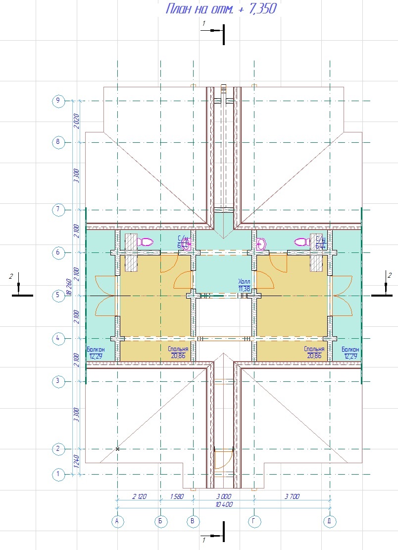 План 3 этажного дома из оцилиндрованного бревна