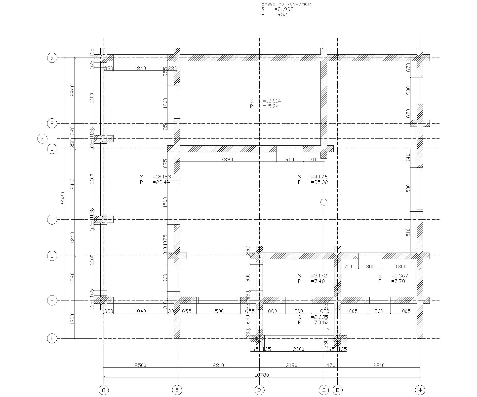 План проекта дома из оцилиндрованного бревна 10x11