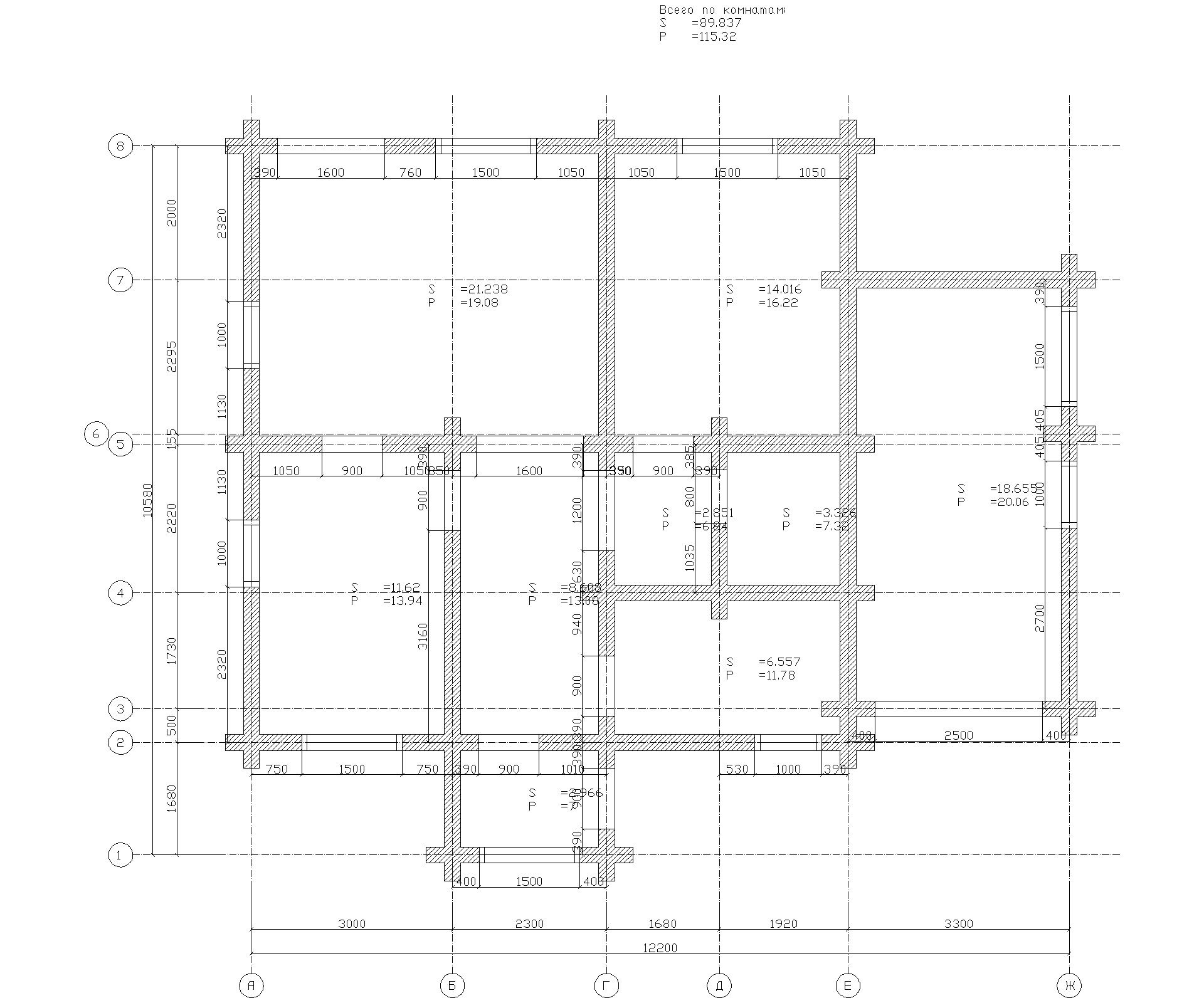План этажей по проекту дома из оцилиндрованного бревна 10x12