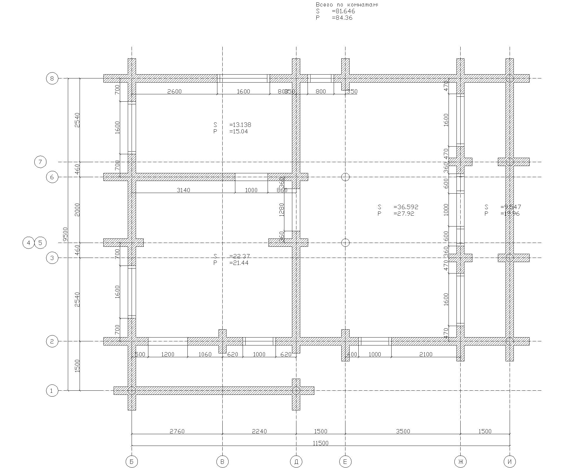 План 1 этажа по проекту дома из оцилиндрованного бревна Южный Триоль